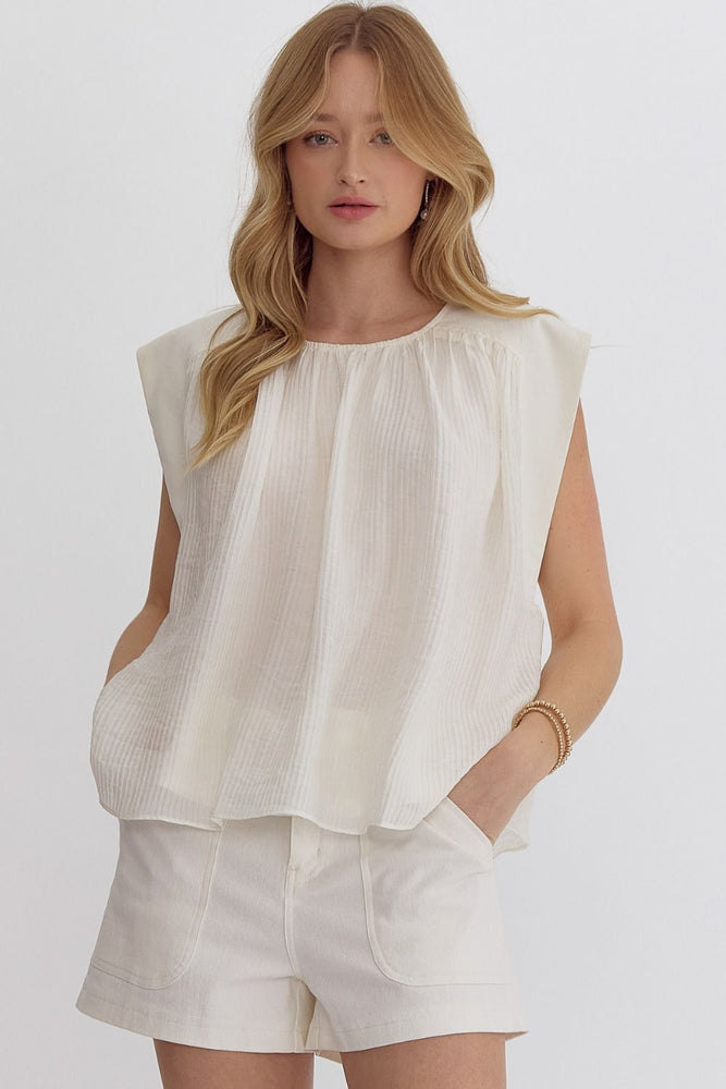 
                      
                        Pleated Ivory Top
                      
                    