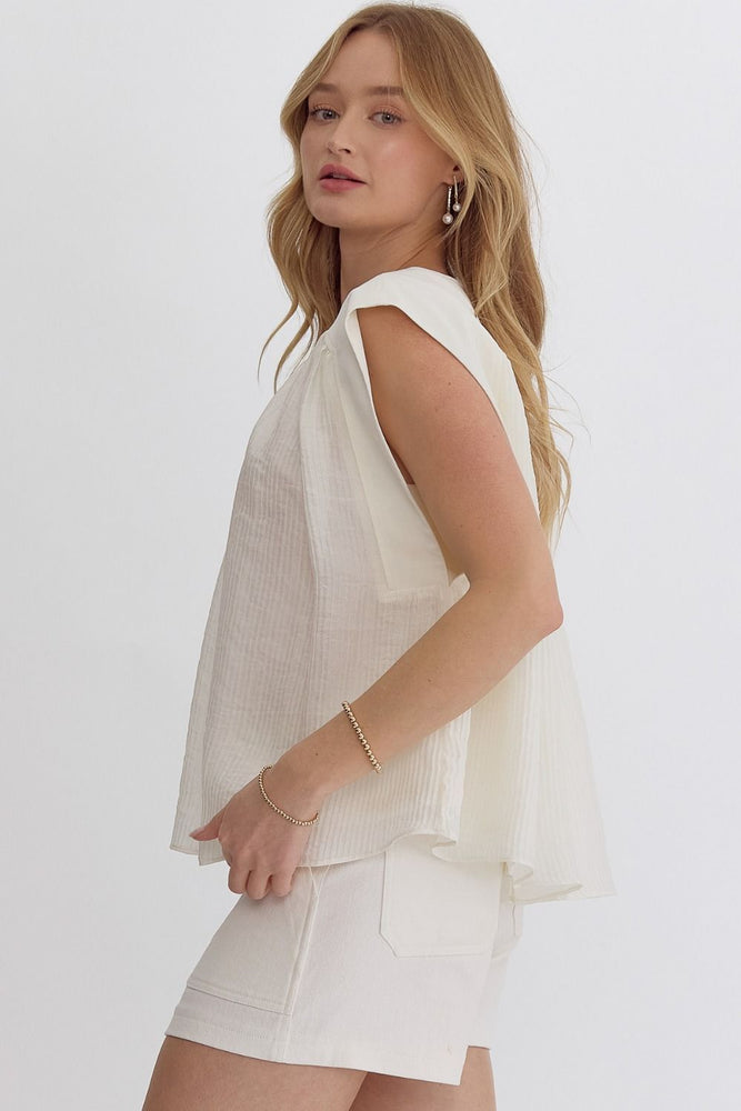 
                      
                        Pleated Ivory Top
                      
                    