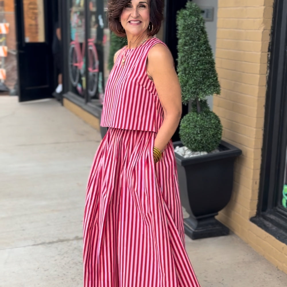 Retro Stripe Sleeveless Top
