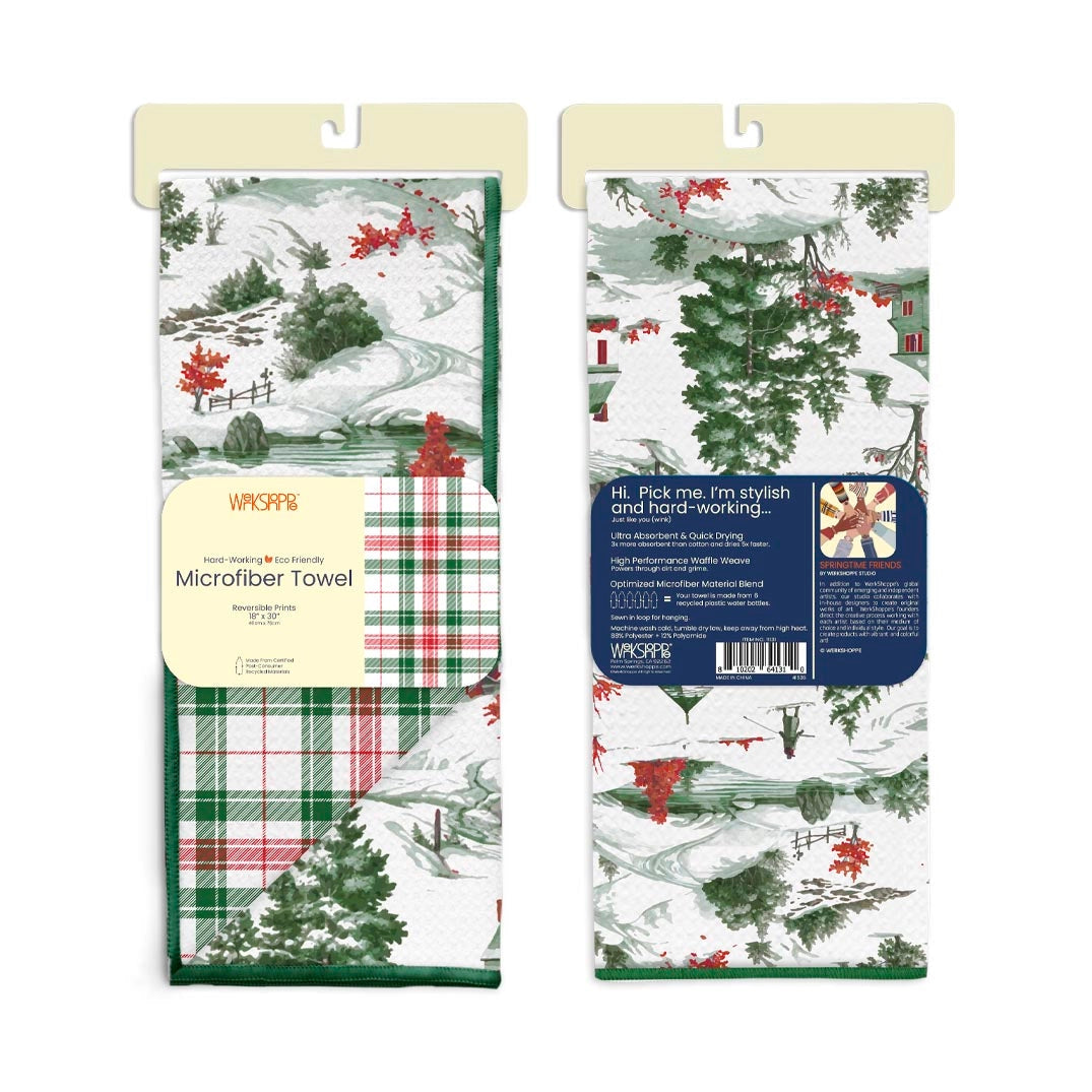 Cross-Country Christmas Toile Microfiber Hand Towel