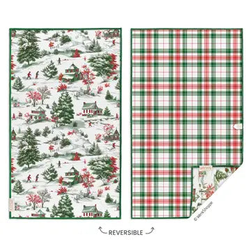 Cross-Country Christmas Toile Microfiber Hand Towel