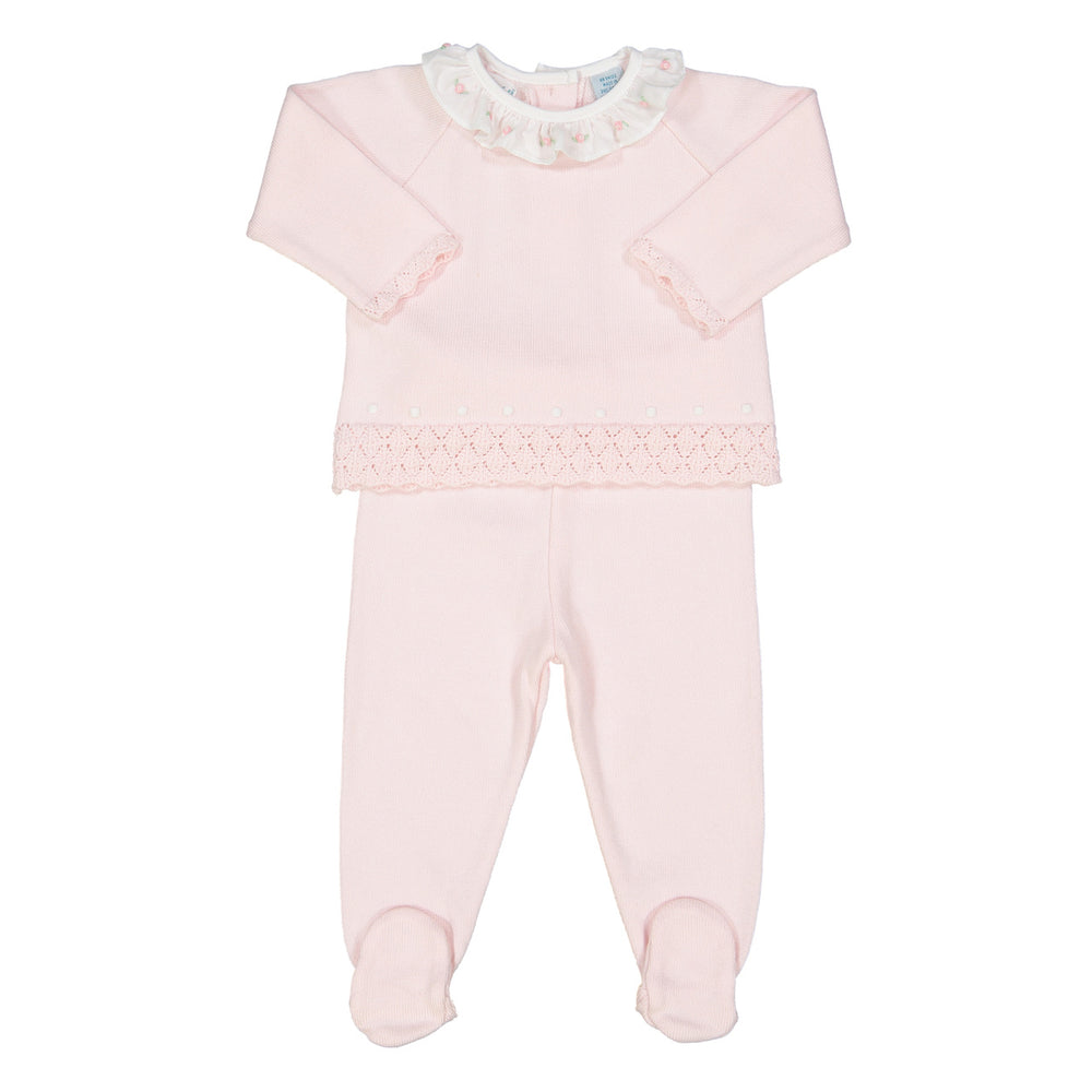 Rose Ruffle Collar Knit Set