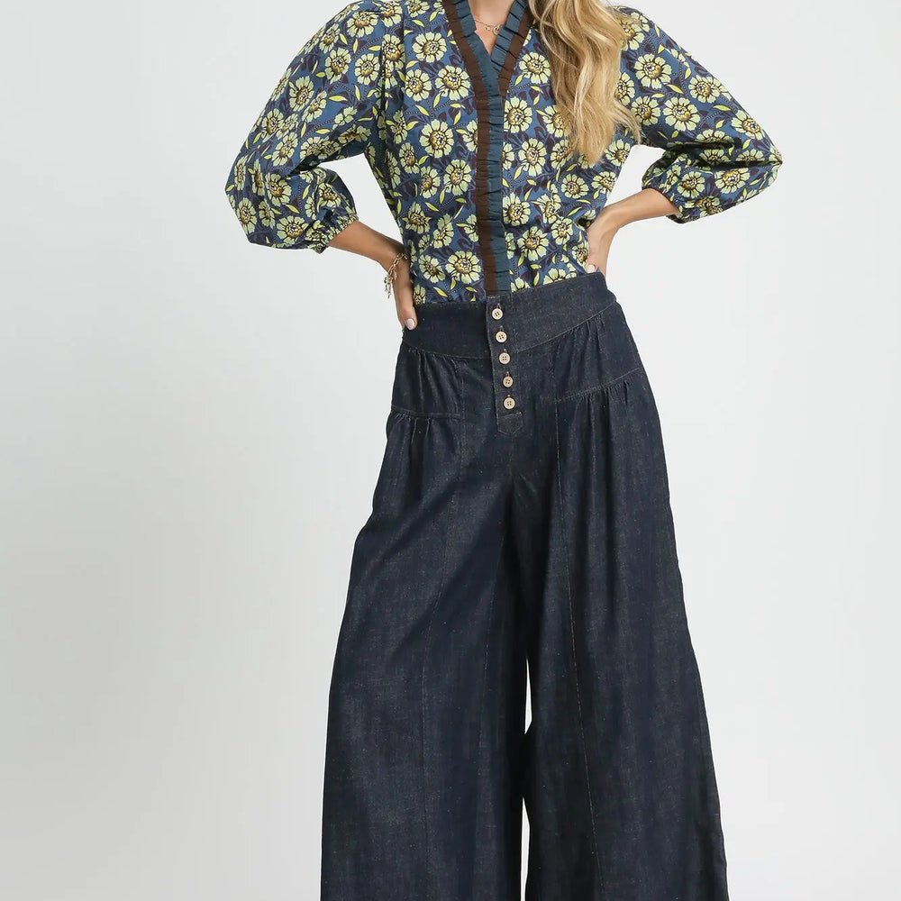 Delilah Denim Wide Leg with Yoke Detail