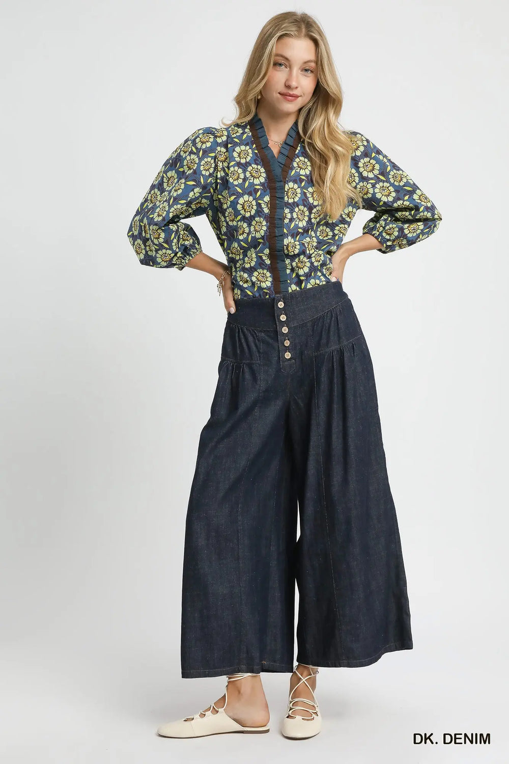 Delilah Denim Wide Leg with Yoke Detail
