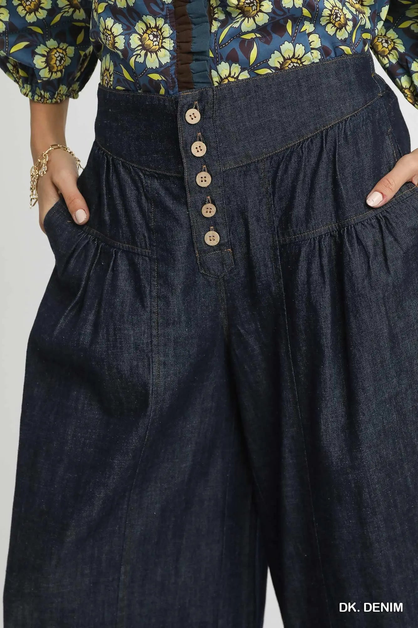 Delilah Denim Wide Leg with Yoke Detail