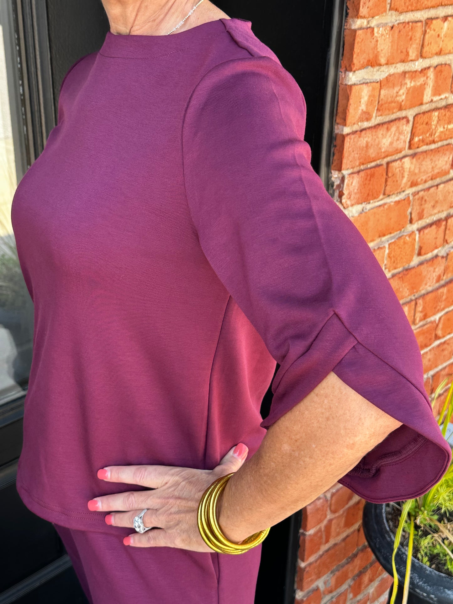 Port Butter Modal Flared Sleeve Top