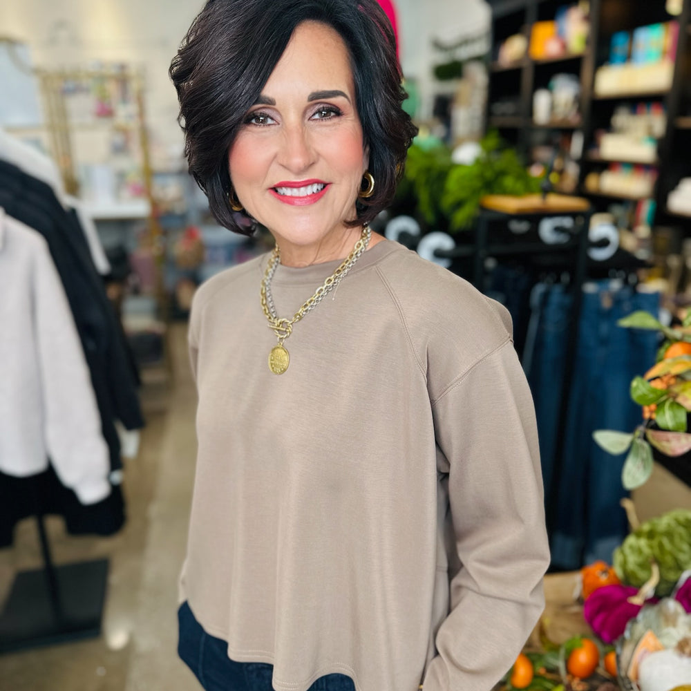 Mocha Pleated Sweatshirt