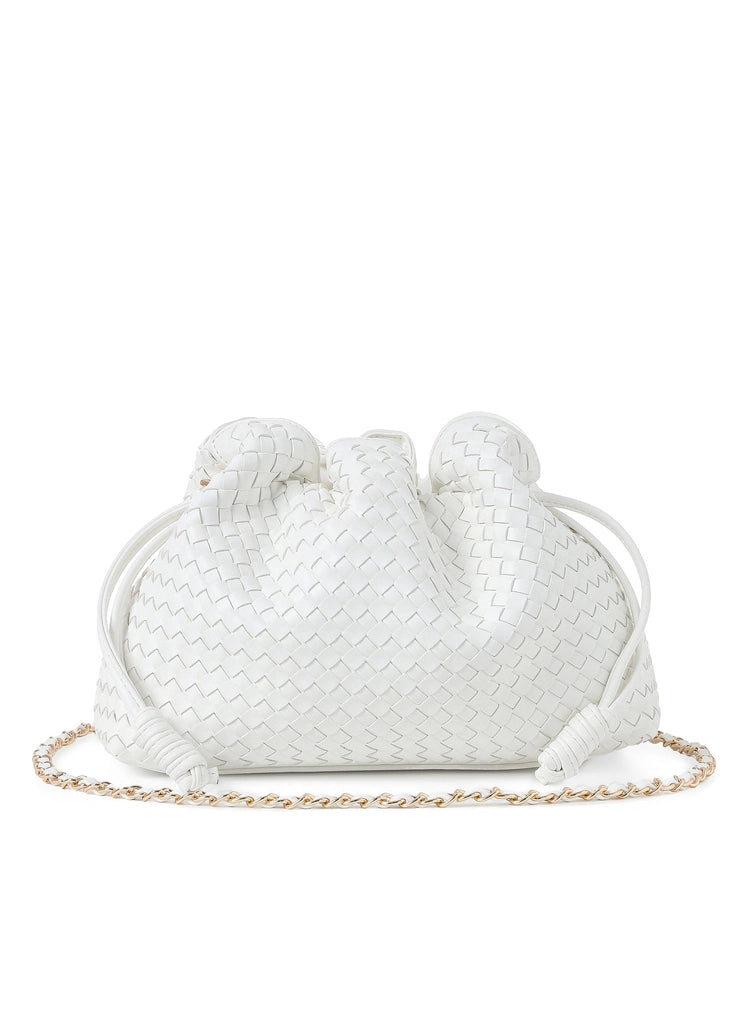 Cinched Woven Vegan Leather Clutch