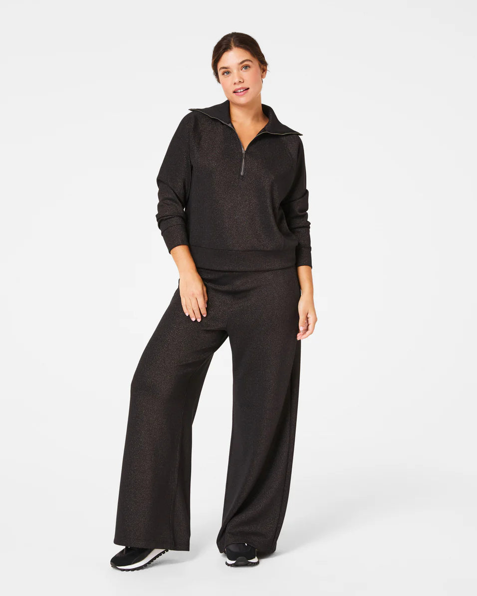 Spanx AirEssential Wide Leg Pant Black Gunmetal