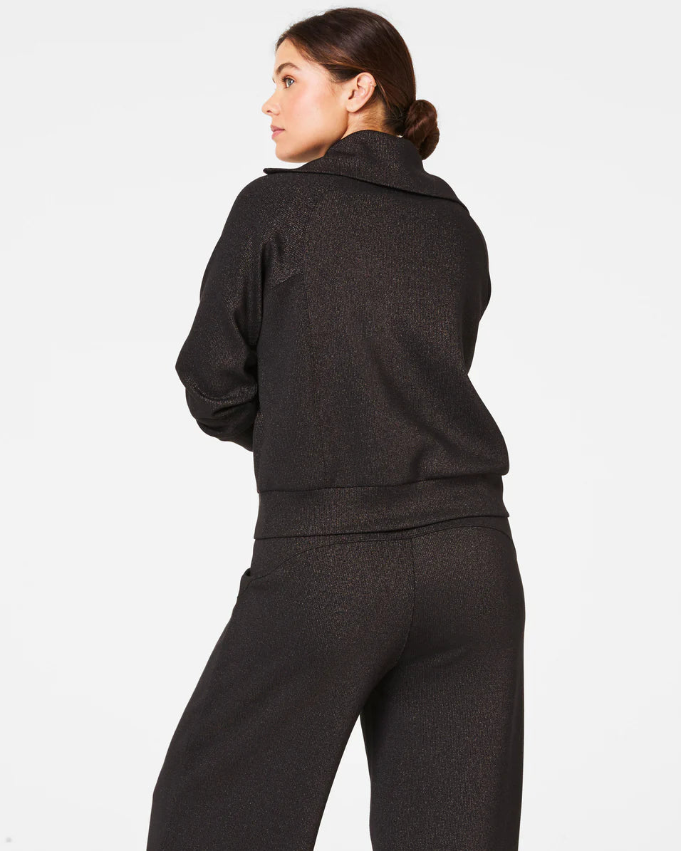 Spanx AirEssential Half Zip Top Black Gunmetal