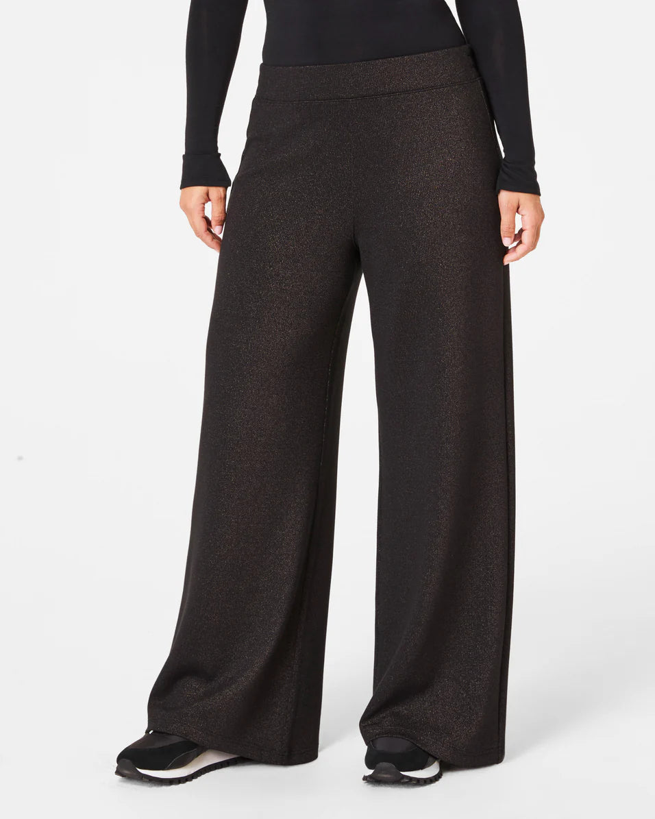 Spanx AirEssential Wide Leg Pant Black Gunmetal