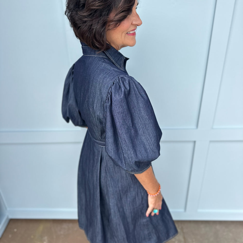 
                      
                        Oakley Denim Puff Sleeve Dress
                      
                    