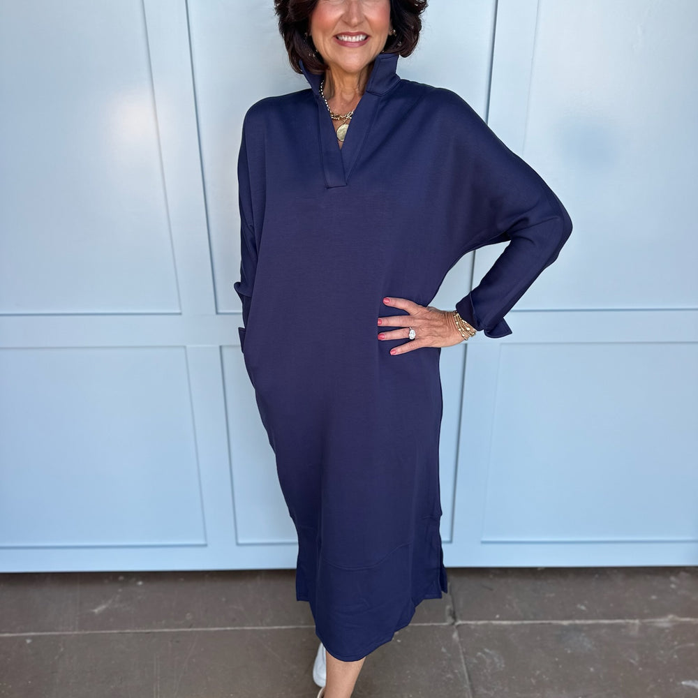 
                      
                        Navy Modal Collared Midi Dress
                      
                    