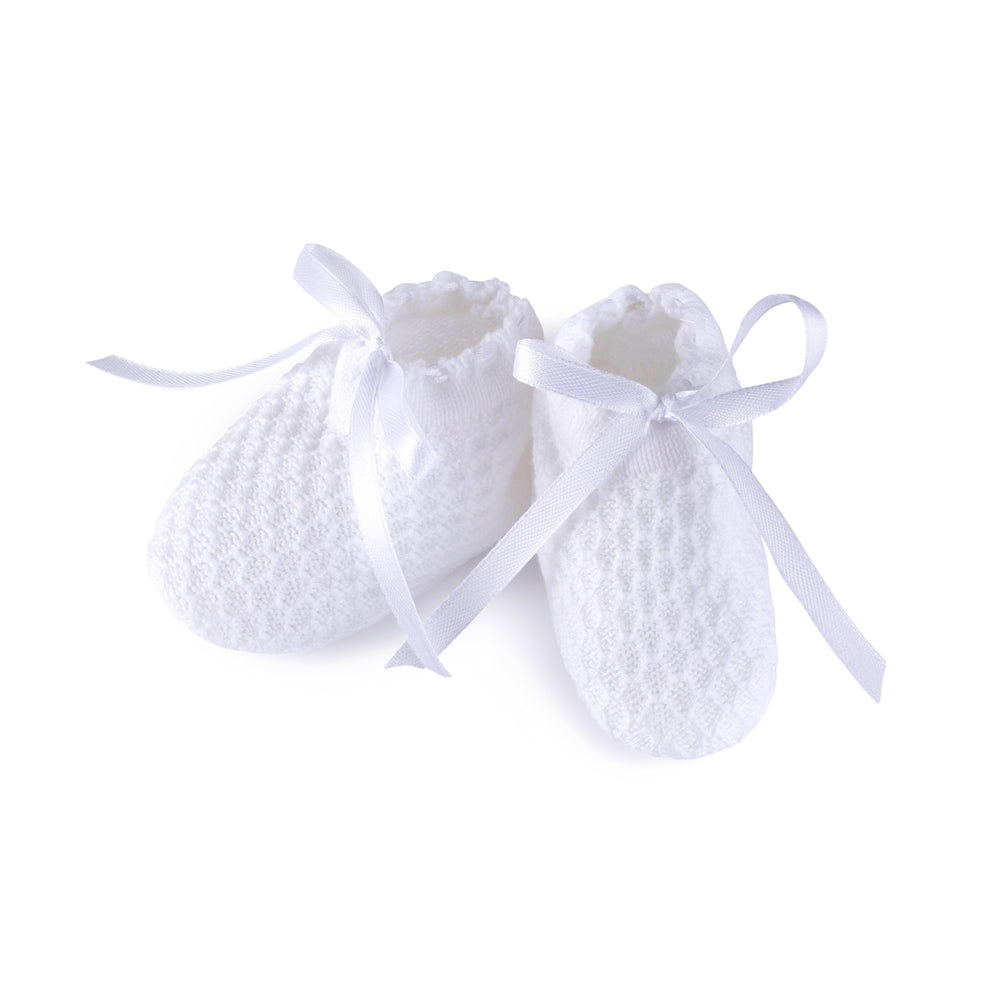 Fancy Knit White Booties