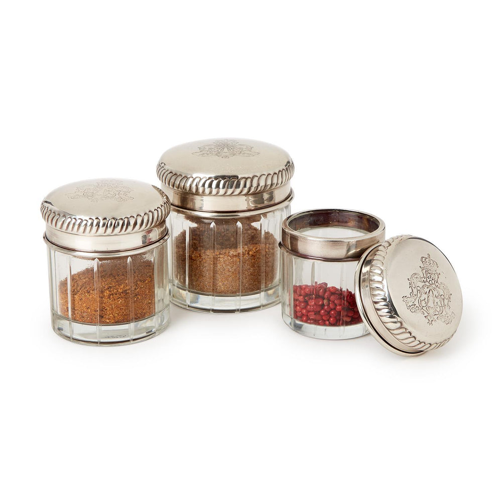 
                      
                        Decorative Jars with Silver Plated Lids
                      
                    