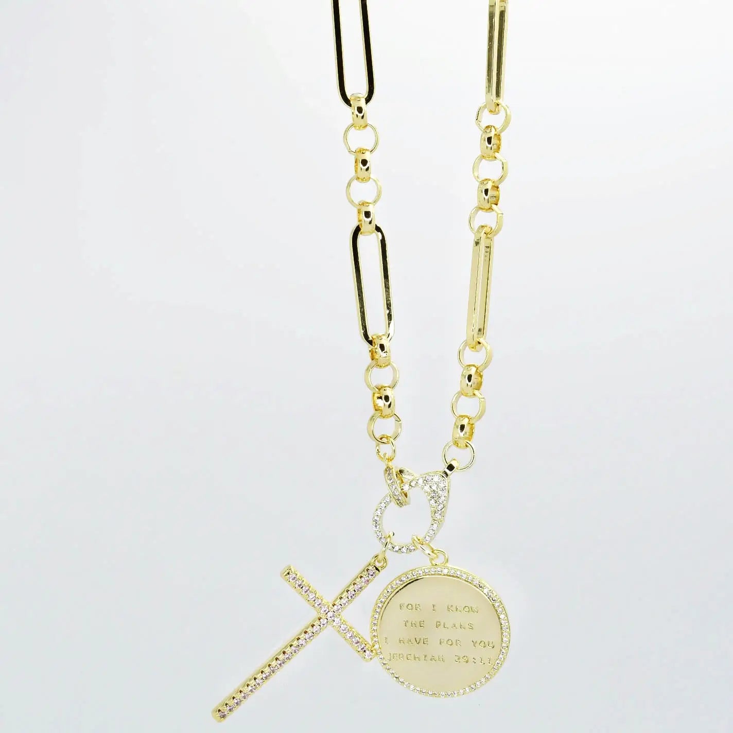 Jeremiah 29:11 with Cross-Gold Necklace
