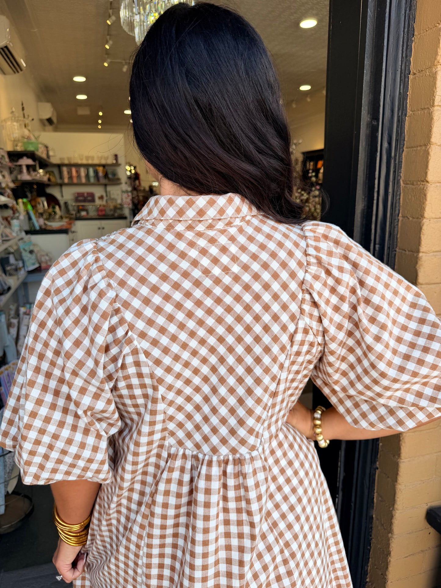 Mocha Check Maxi Dress