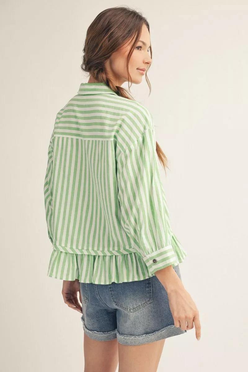 Apple Stripe Ruffle Top
