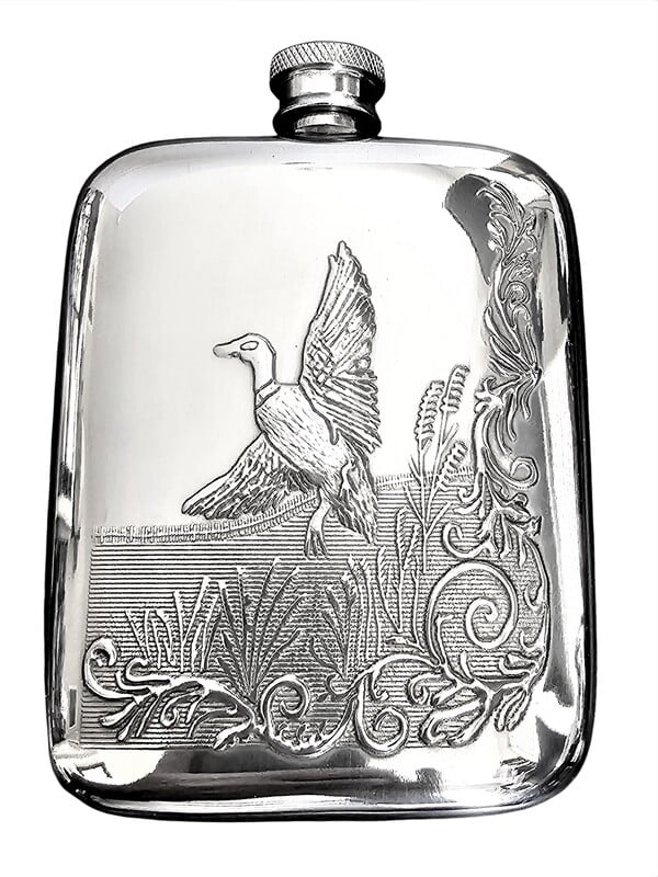 Mallard Duck Pewter Flask