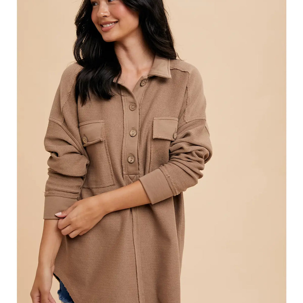 
                      
                        Carmel Button Front Sweatshirt
                      
                    