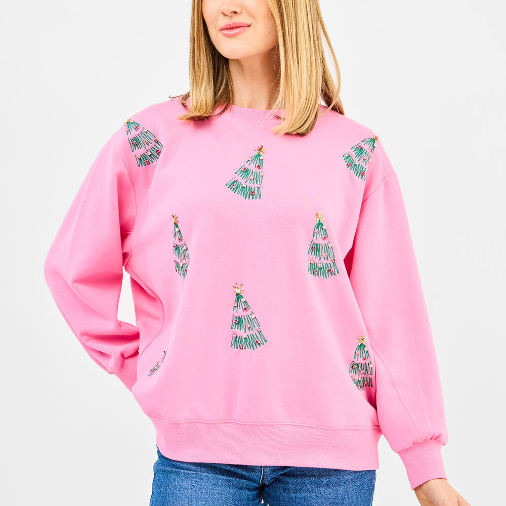 Sarah Embroidered Green Tree Sweatshirt
