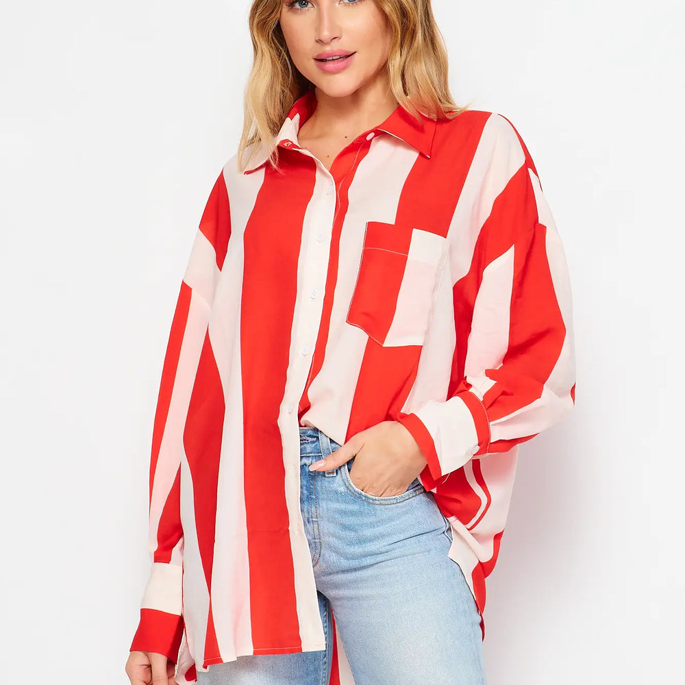 Rubylicious Red Striped Top