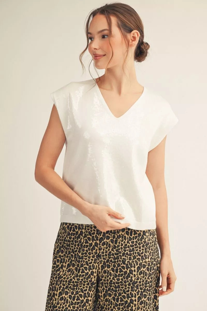 Ivory Sparkle Sequin Top
