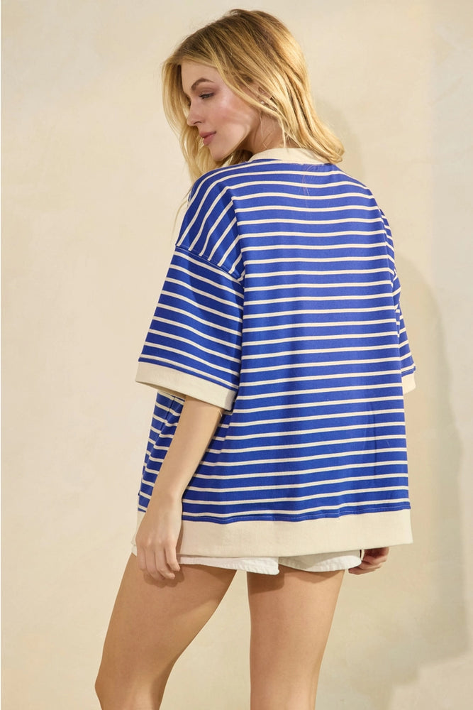
                      
                        Royal Striped Oversized Top
                      
                    