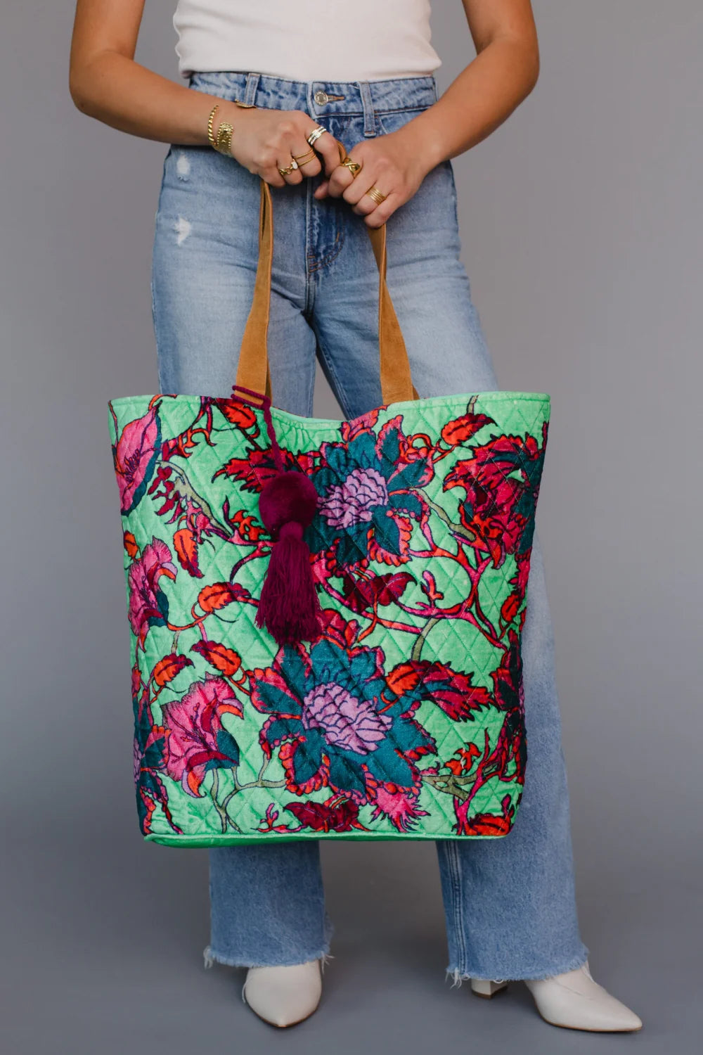 Libby Green Floral Tote