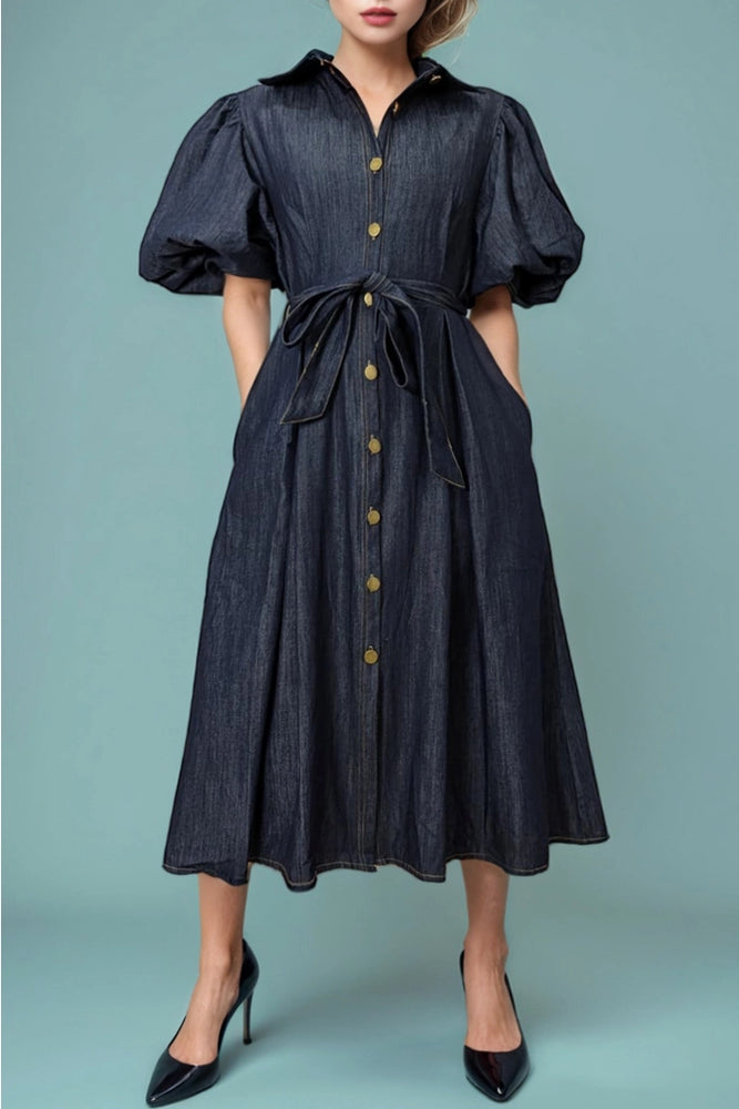 
                      
                        Oakley Denim Puff Sleeve Dress
                      
                    