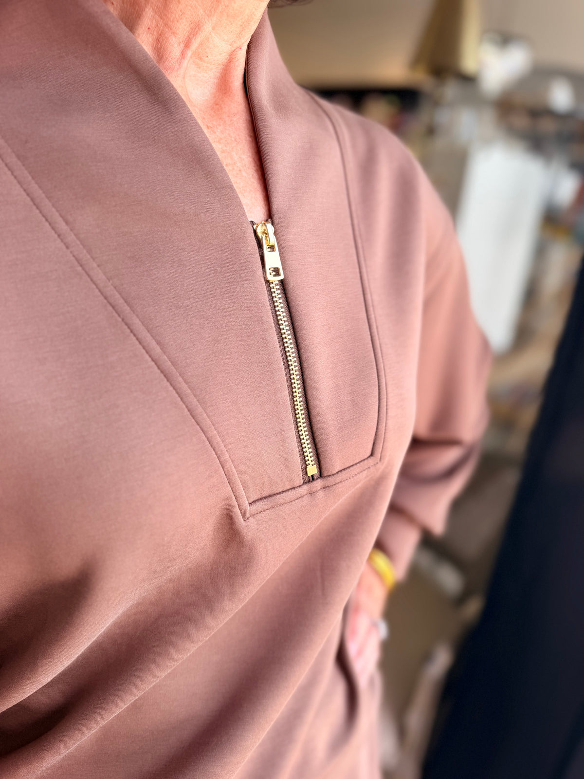 Mocha Modal 3/4 Zip Top