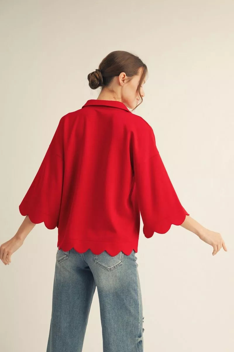 Charming Cherry Scallop Top