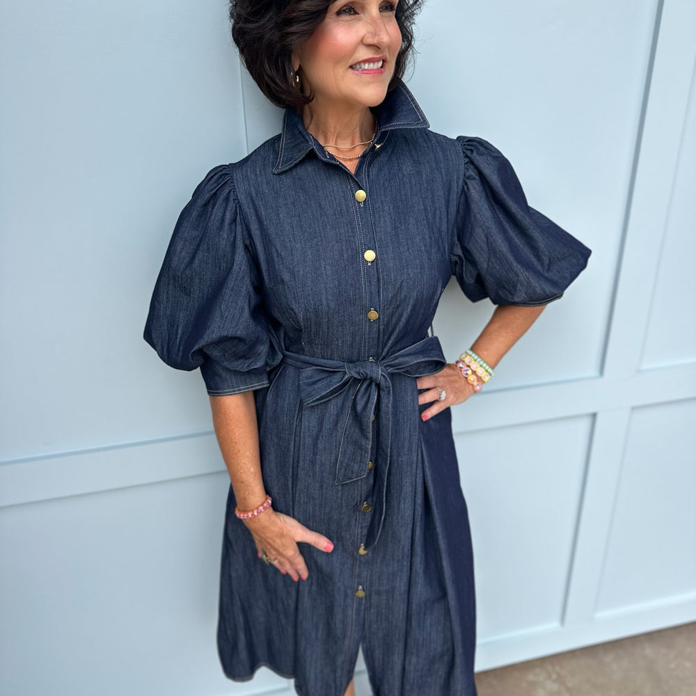 Oakley Denim Puff Sleeve Dress