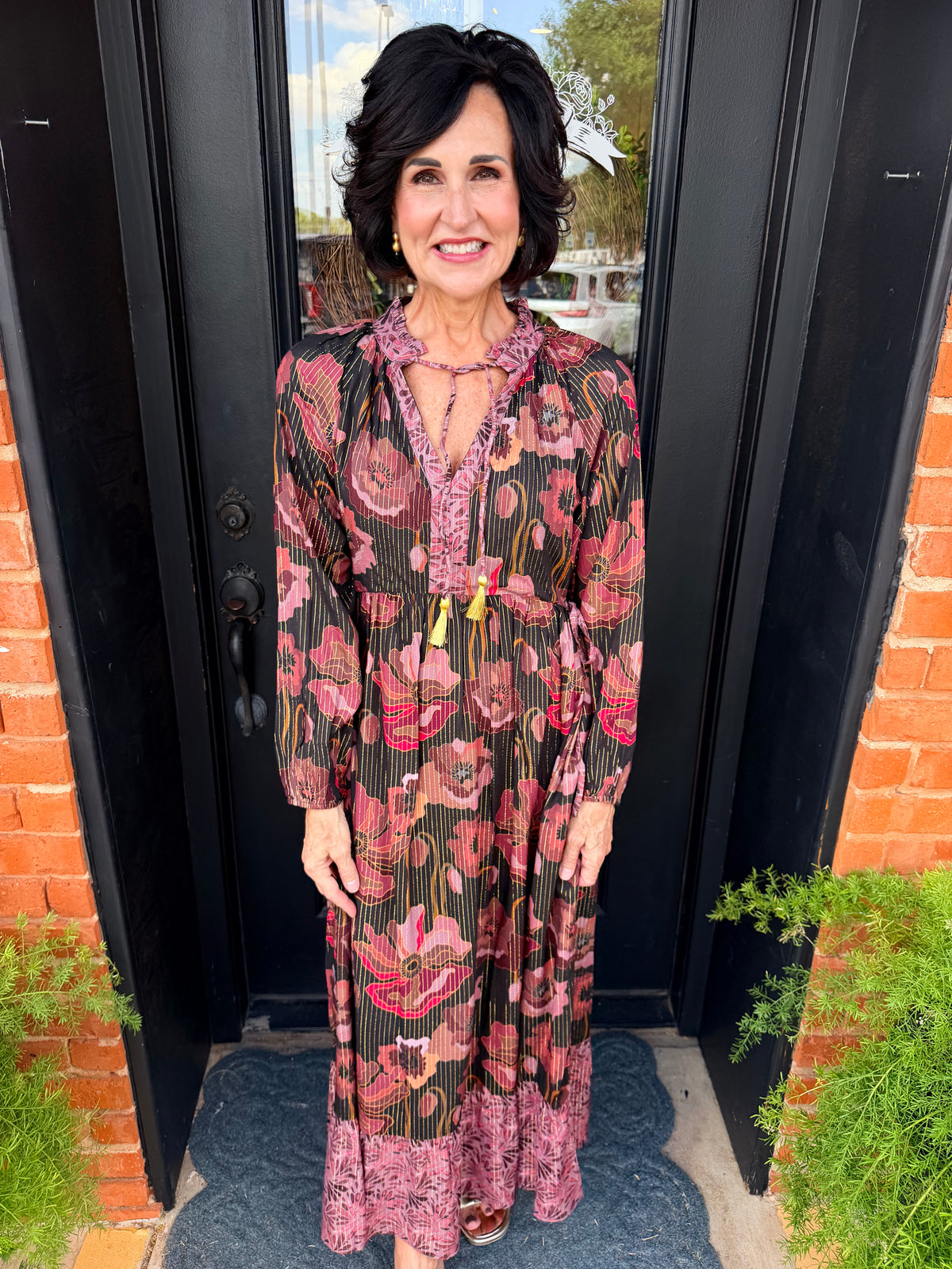 One Size Fall Poppy Side-Tie Ruffle Dress