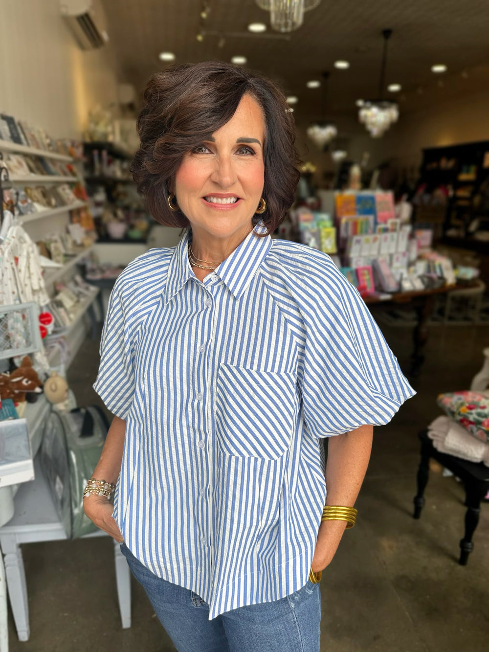 Betsy Blue and White Top