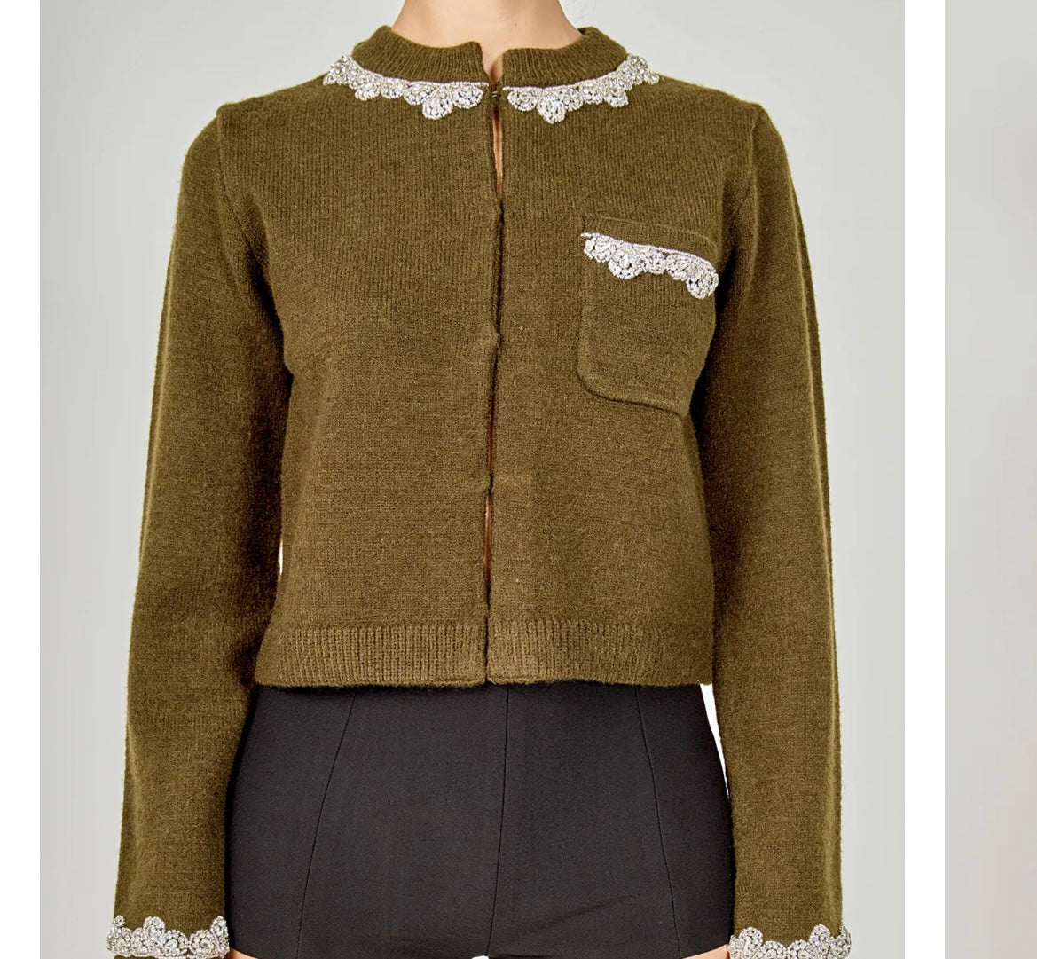 Olive Jewel Cardigan