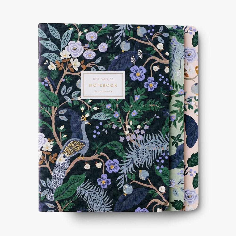 Rifle Paper Co Assorted Set of 3 Peacock Notebooks