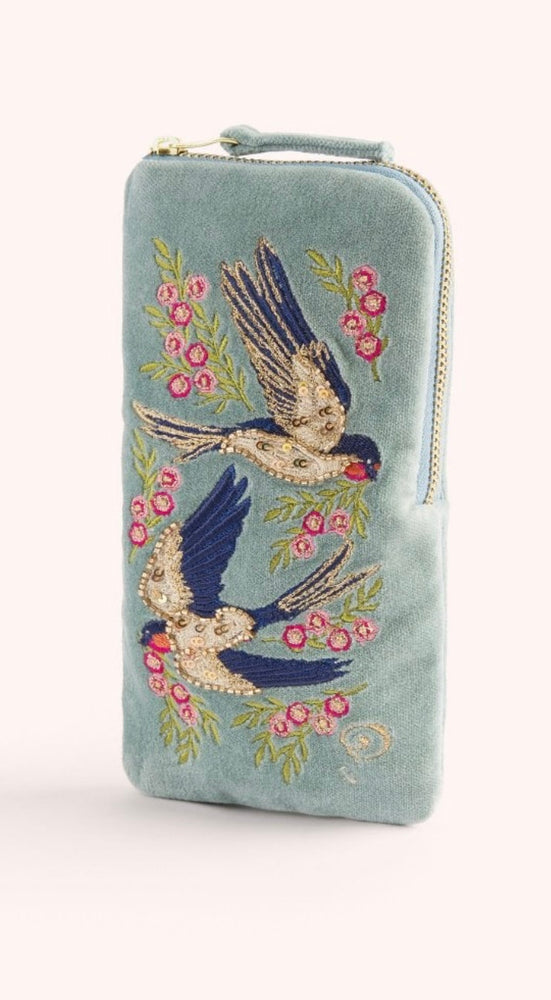 Velvet Blue Ice Swallow Glasses Case