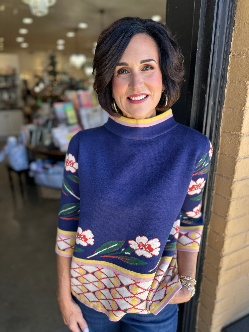 Everleigh Jacquard Mock Neck Sweater