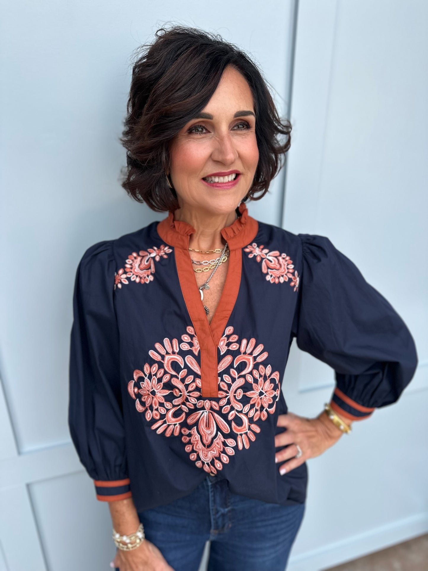Midnight Garden Embroidered Blouse