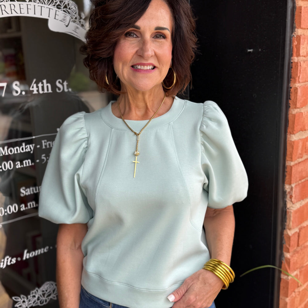 Soft Mint Puff Top