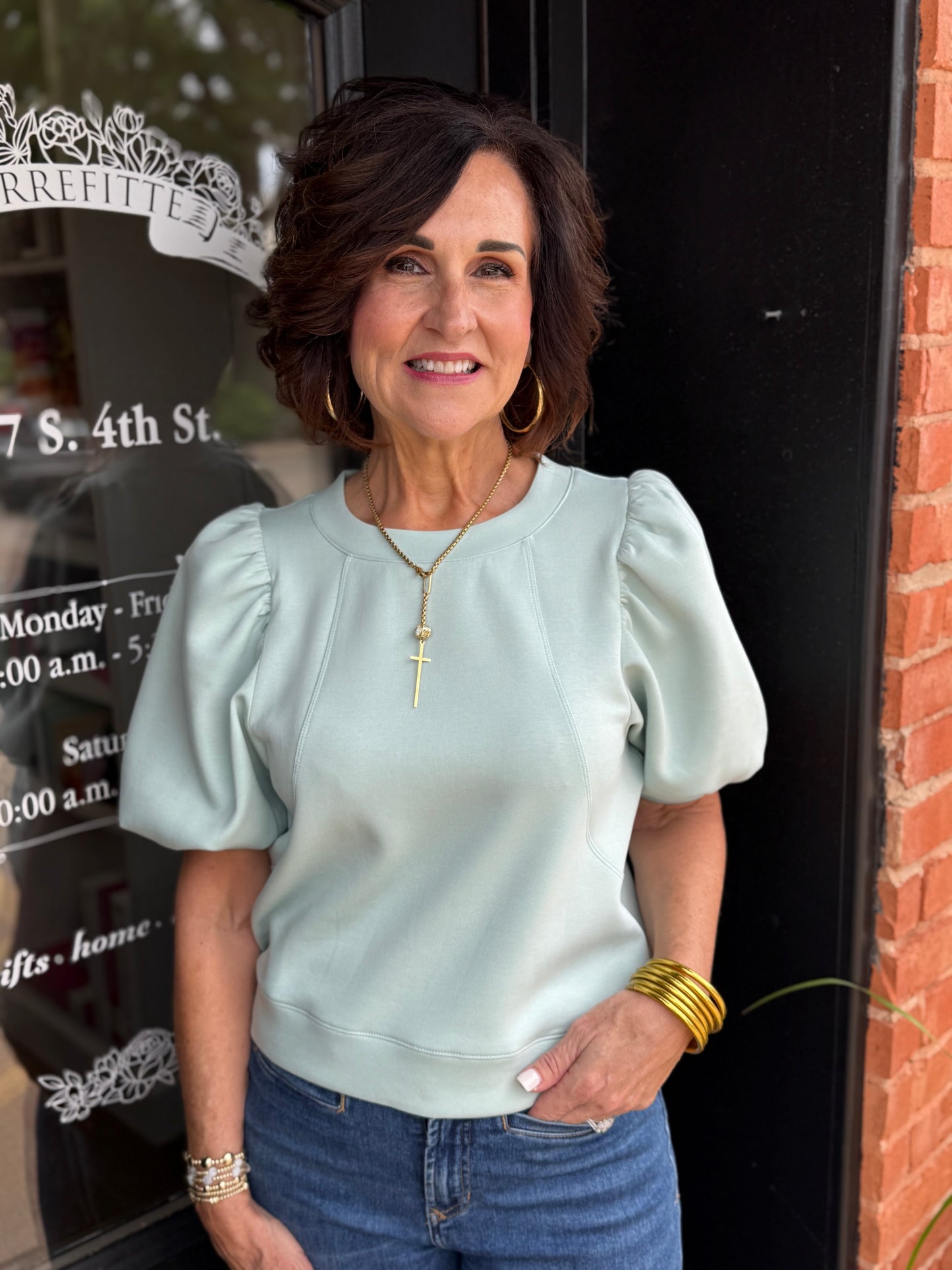 Soft Mint Puff Top