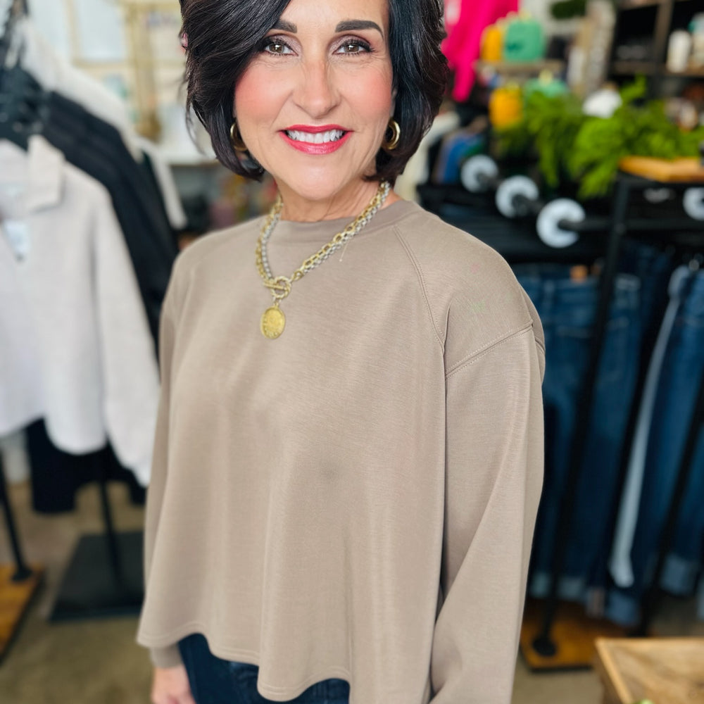 Mocha Pleated Sweatshirt