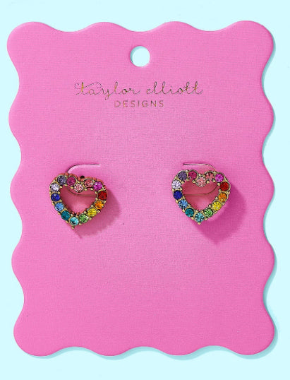 Mae Heart w/ Color Stones Earring