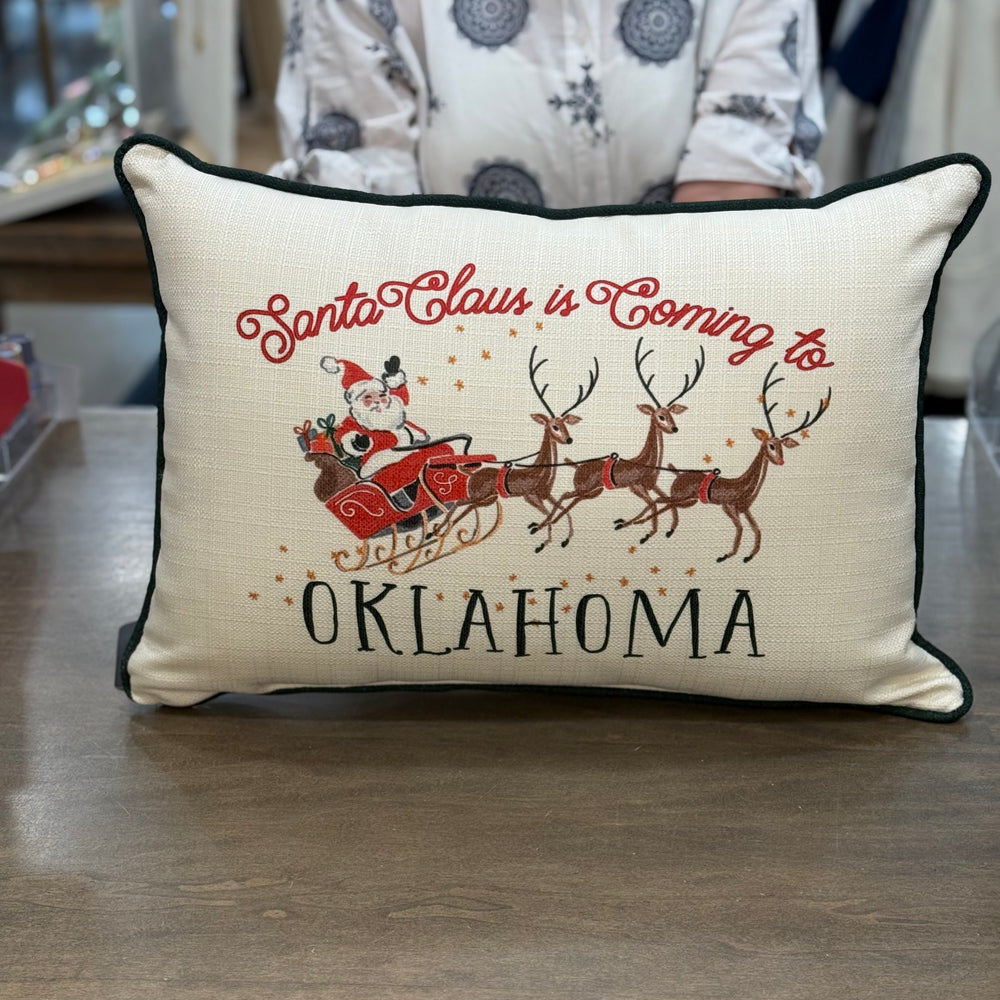 Santa Claus Oklahoma Christmas Pillow