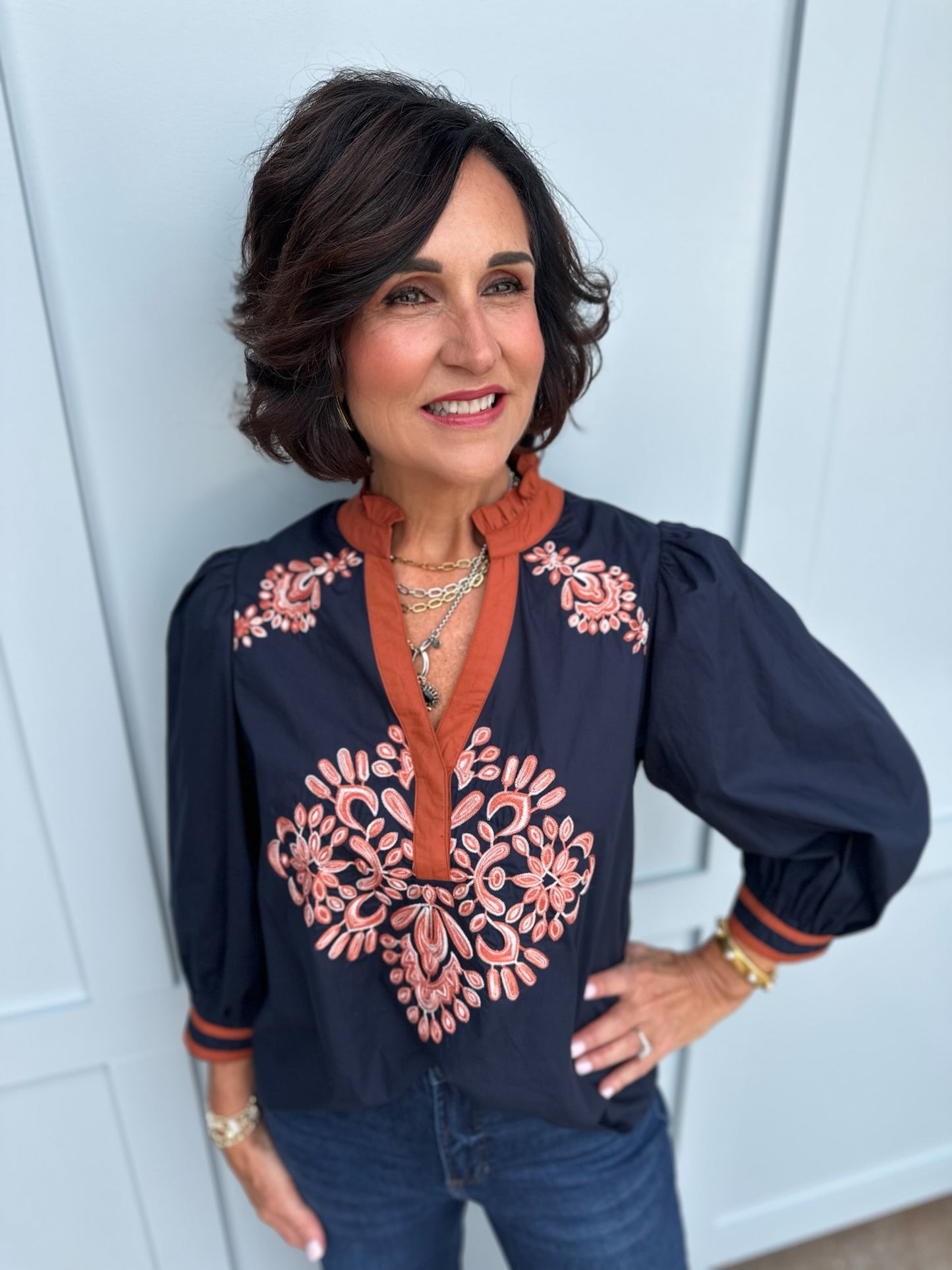 Midnight Garden Embroidered Blouse