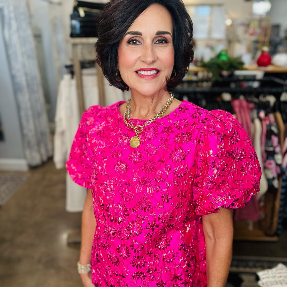 Fuchsia Jacquard Top