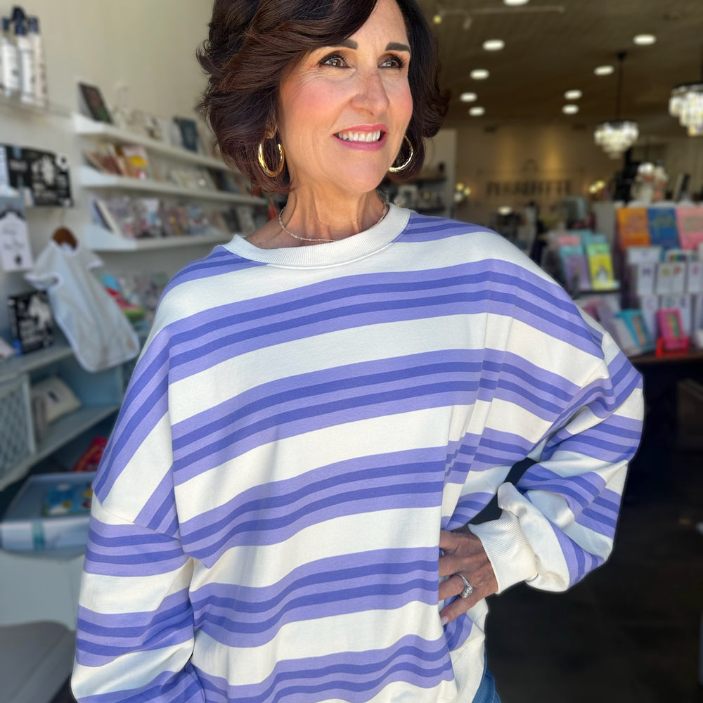Lindsay Lavender Stripe Sweatshirt