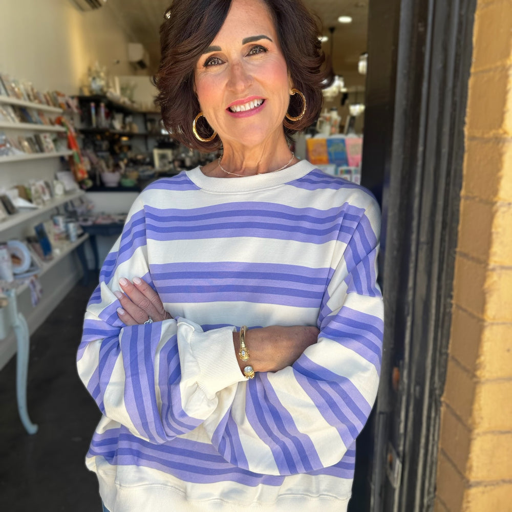 Lindsay Lavender Stripe Sweatshirt