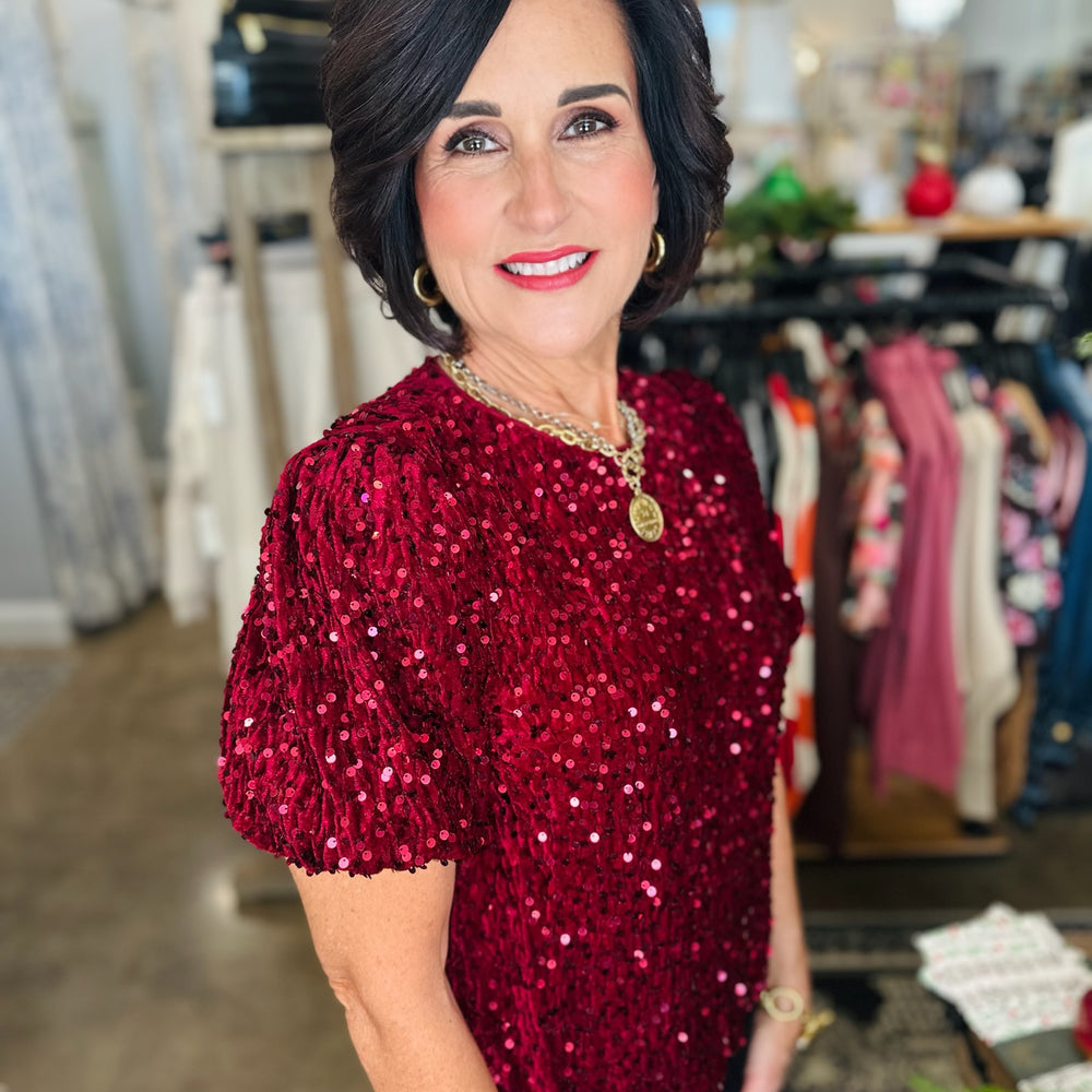 Festive Velvet Sequin Top